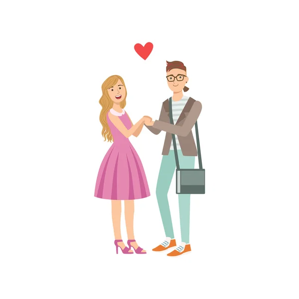Couple In Love Holding Hands — Stock Vector