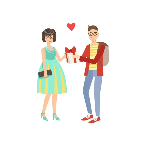 Couple amoureux, Homme Cadeau — Image vectorielle