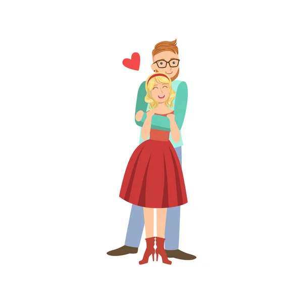 Couple In Love Posing For Photo — Stock Vector