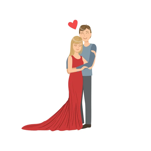 Couple In Love In Classy Outfits Posing For Photo — Stock Vector