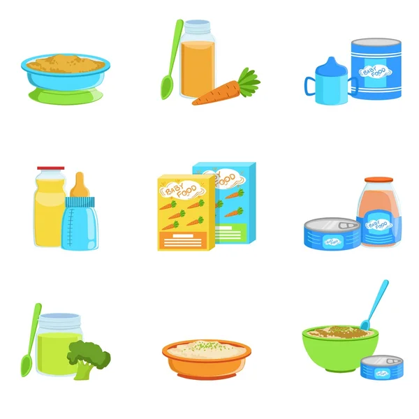 Aliments et produits pour bébés Ensemble d'icônes — Image vectorielle