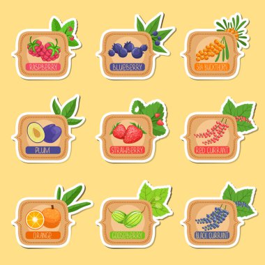 Jam Label Sticker Collection Of Templates In Square Frames clipart