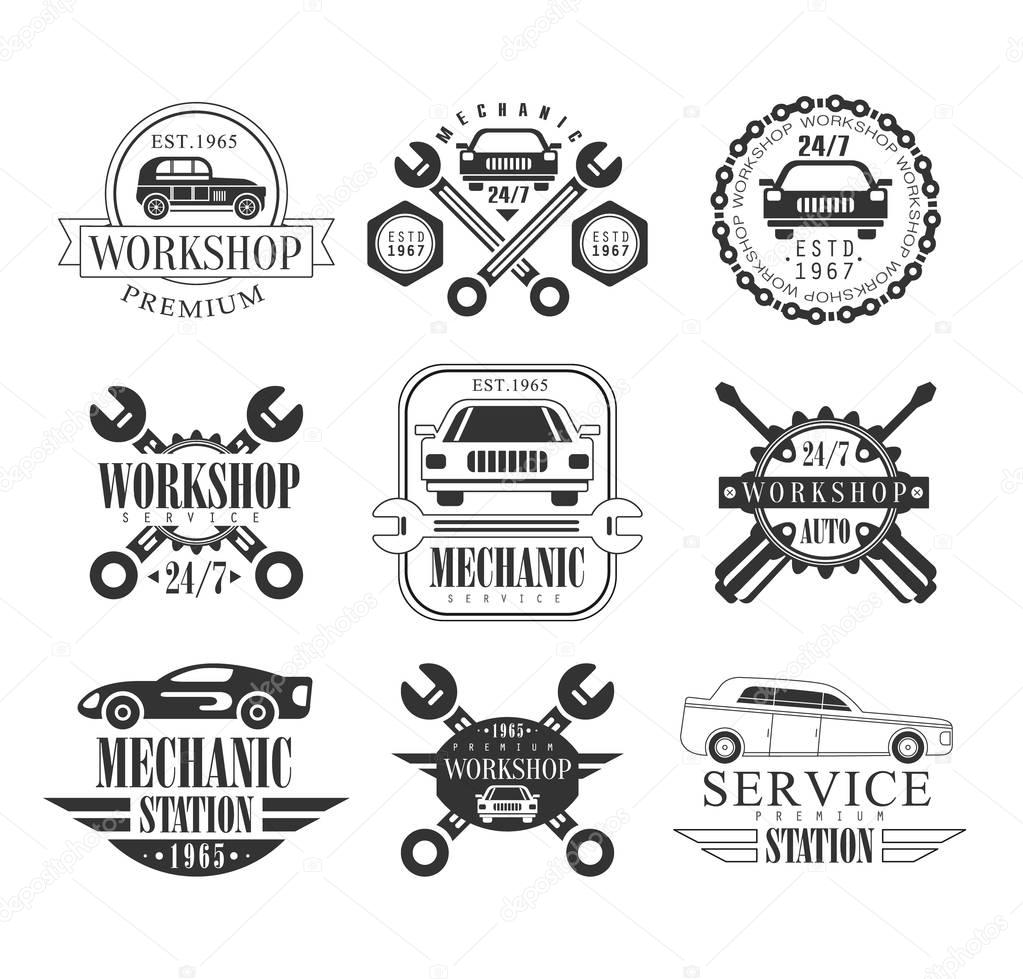 Auto Mechanic Black And White Emblems