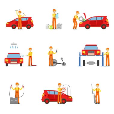 Araba tamir atölyesi Hizmetleri çizimleri ayarla