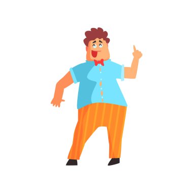 Flamboyant Chubby Know-it-all Guy Character clipart