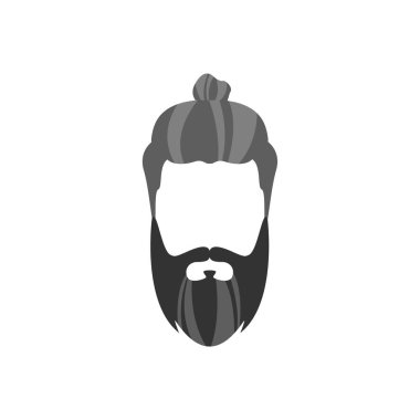 Hipster Male Hair and Facial  Style With Long Beard  Bun clipart