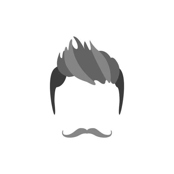 流行に敏感な男性の髪とハンドルバーの髭で顔スタイル — ストックベクタ