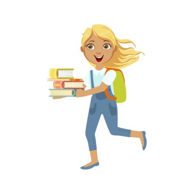 Kitaplarla sınıfına çalışan okul kız