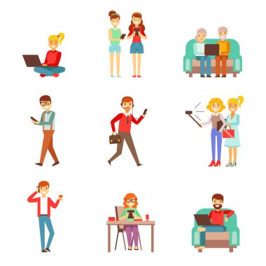 İllüstrasyonlar araçlar kümesi ile takıntılı insanlar olmak