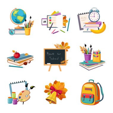 School And Eduction Related Sets Of Objects clipart