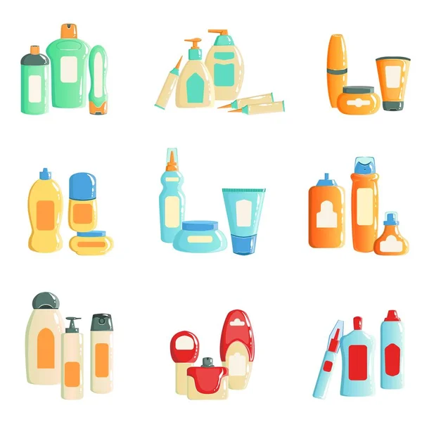 Spa προϊόντα μπουκάλια σύνολα συλλογή εικονογραφήσεων — Διανυσματικό Αρχείο