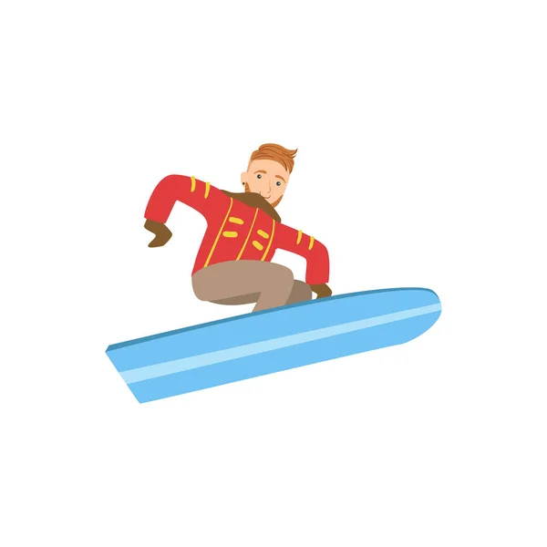 Cara pulando no snowboard inverno esportes ilustração —  Vetores de Stock