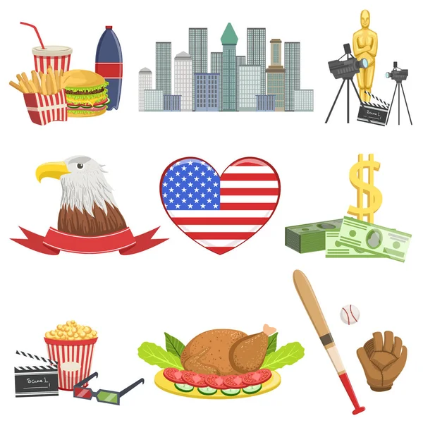 American National Symbols Set — Stock Vector