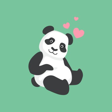 Aşk bambu çizimde sevimli Panda