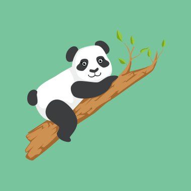Sevimli Panda karakter bir ağaç illüstrasyon tırmanma