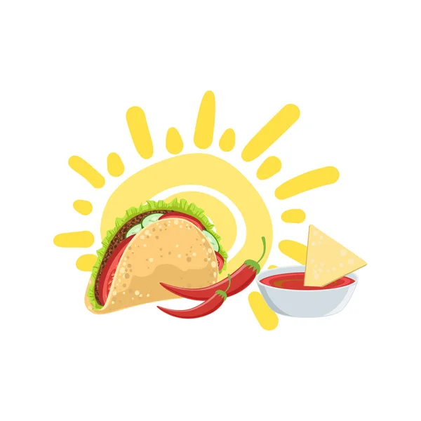 Taco och Nachos mexikanska kulturen Symbol — Stock vektor