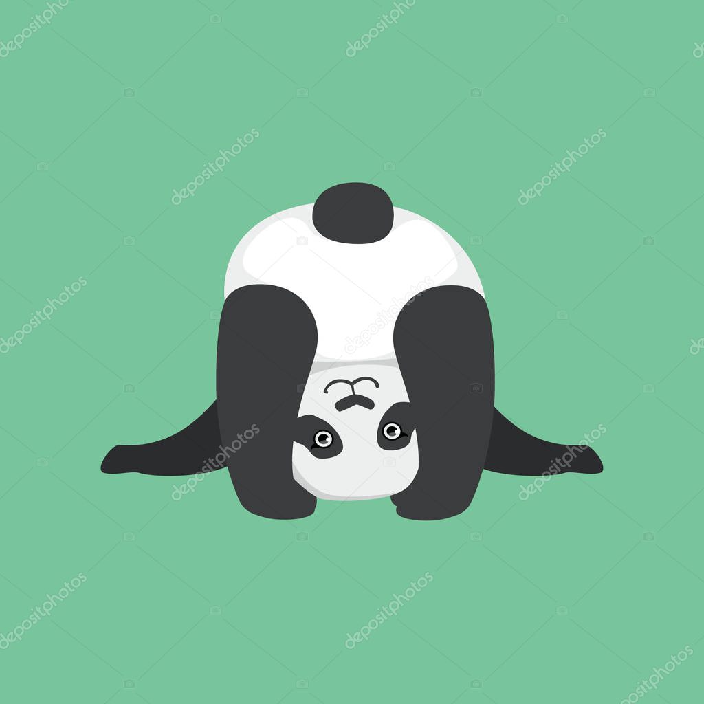 Carino Panda personaggio guardando a testa in gi¹ illustrazione Icona animale del fumetto In stile Girly su priorit  bassa verde — Vettoriali di TopVectors