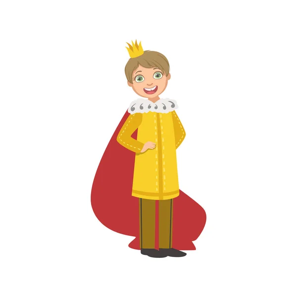 Niño en vestido amarillo vestido como príncipe cuento de hadas — Vector de stock