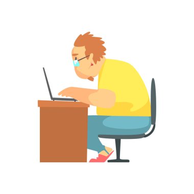 Ev komik karakter çalışan programcı