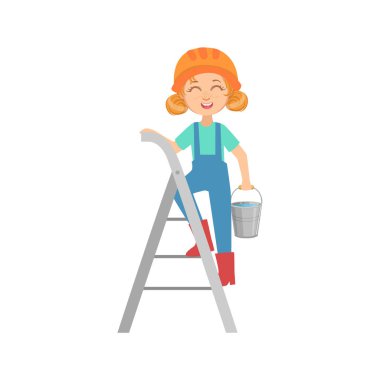 Kova merdivenle yukarı giden kız