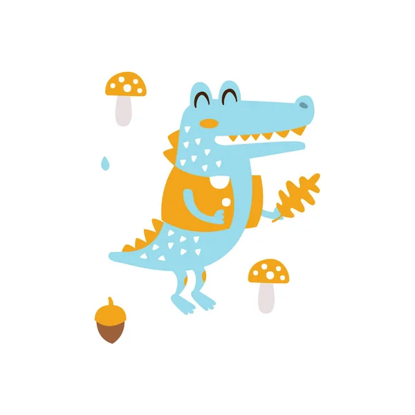 Blå krokodil i jacka — Stock vektor