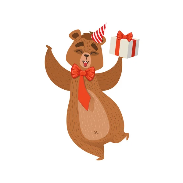Girly kreskówka niedźwiedź brunatny — Wektor stockowy