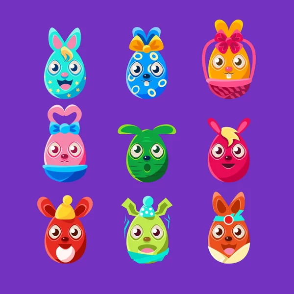 Easter Egg Shaped  Bunnies — Stock Vector