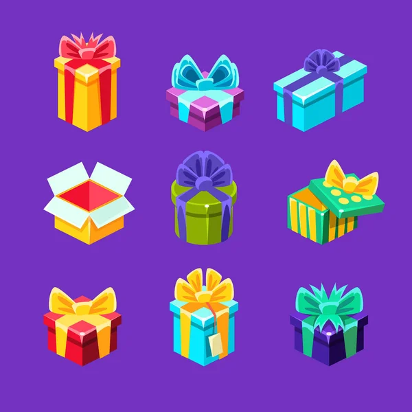 Geschenkdozen met en zonder een cadeautje — Stockvector