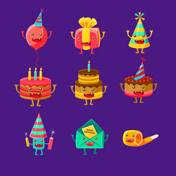 Feliz cumpleaños y fiesta de celebración Símbolos — Vector de stock