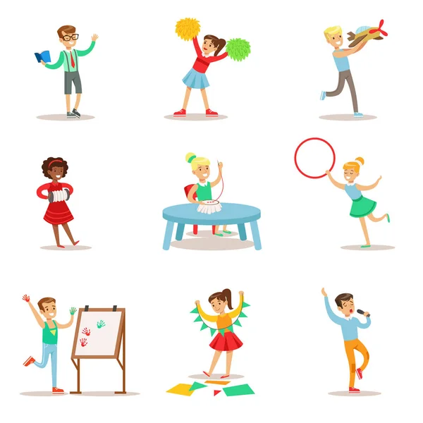 Creative Kids Practicing Different Arts — Stock Vector