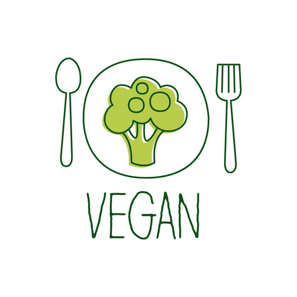 Brokolice na štítku pro vegetariánské — Stockový vektor