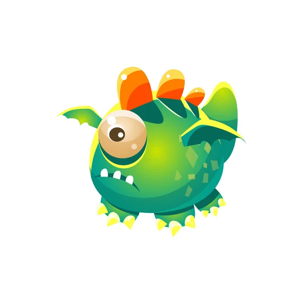 Verde Fantástico amigable mascota dragón — Vector de stock