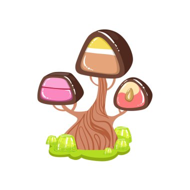 Çikolata gövde ve çikolata şeker Crown fantezi Şeker Diyarı tatlı peyzaj öğe ağacıyla