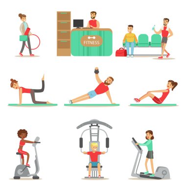 Çalışma dışarı ve spor simülatörleri, Trendy spor eğitim olmadan Egzersiz Fitness sınıfın üyesi insanlar