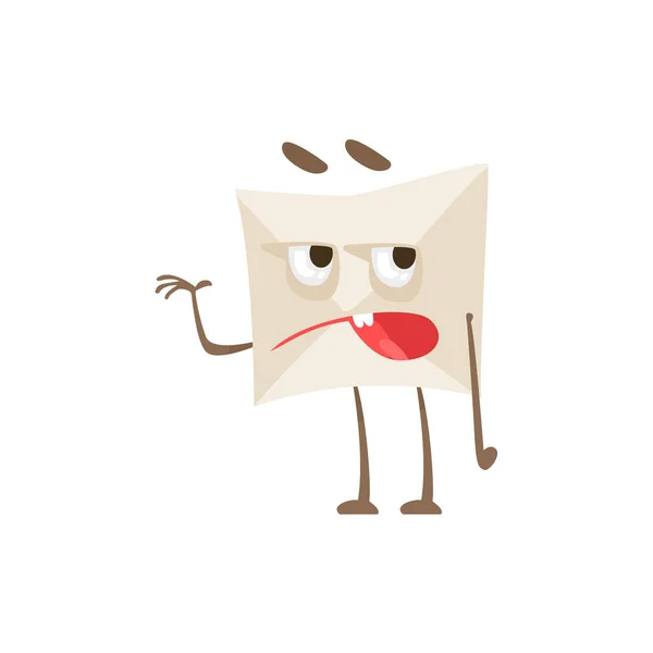 Grumpy Humanizado Carta Papel Envelop Desenhos Animados Personagem Ilustração Emoji — Vetor de Stock
