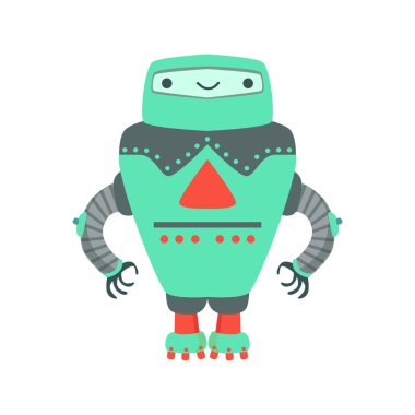 Grenn dev dostu Android Robot karakter vektör karikatür çizim