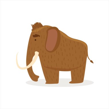 Tüylü kahverengi soyu tükenmiş mamut, karikatür buz devri hayvan illüstrasyon