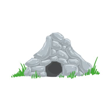 Primitive Stone Age Cave Troglodyte House Man Made Out Of Grey Rocks Living Place clipart