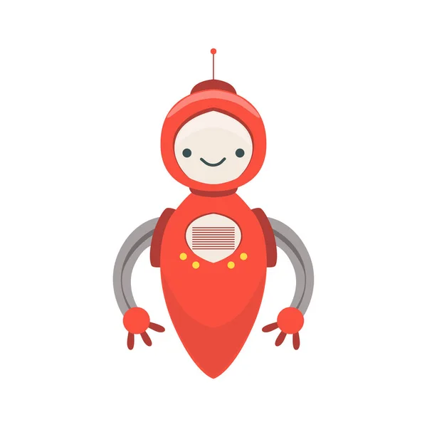 Rot freundlich Android Roboterfigur ohne Beine Vektor Cartoon-Illustration — Stockvektor