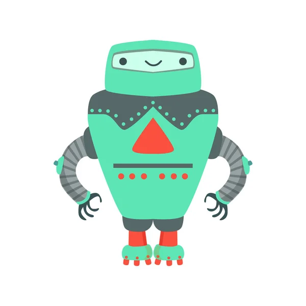 Grenn gigante amichevole robot Android personaggio vettoriale illustrazione del fumetto — Vettoriale Stock