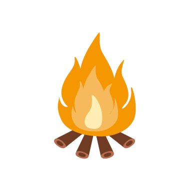 Şenlik ateşi yakacak odun kampı, kamp ve açık Turizm yürüyüş üzerinde yanan öğeyi izole vektör çizim ile ilgili