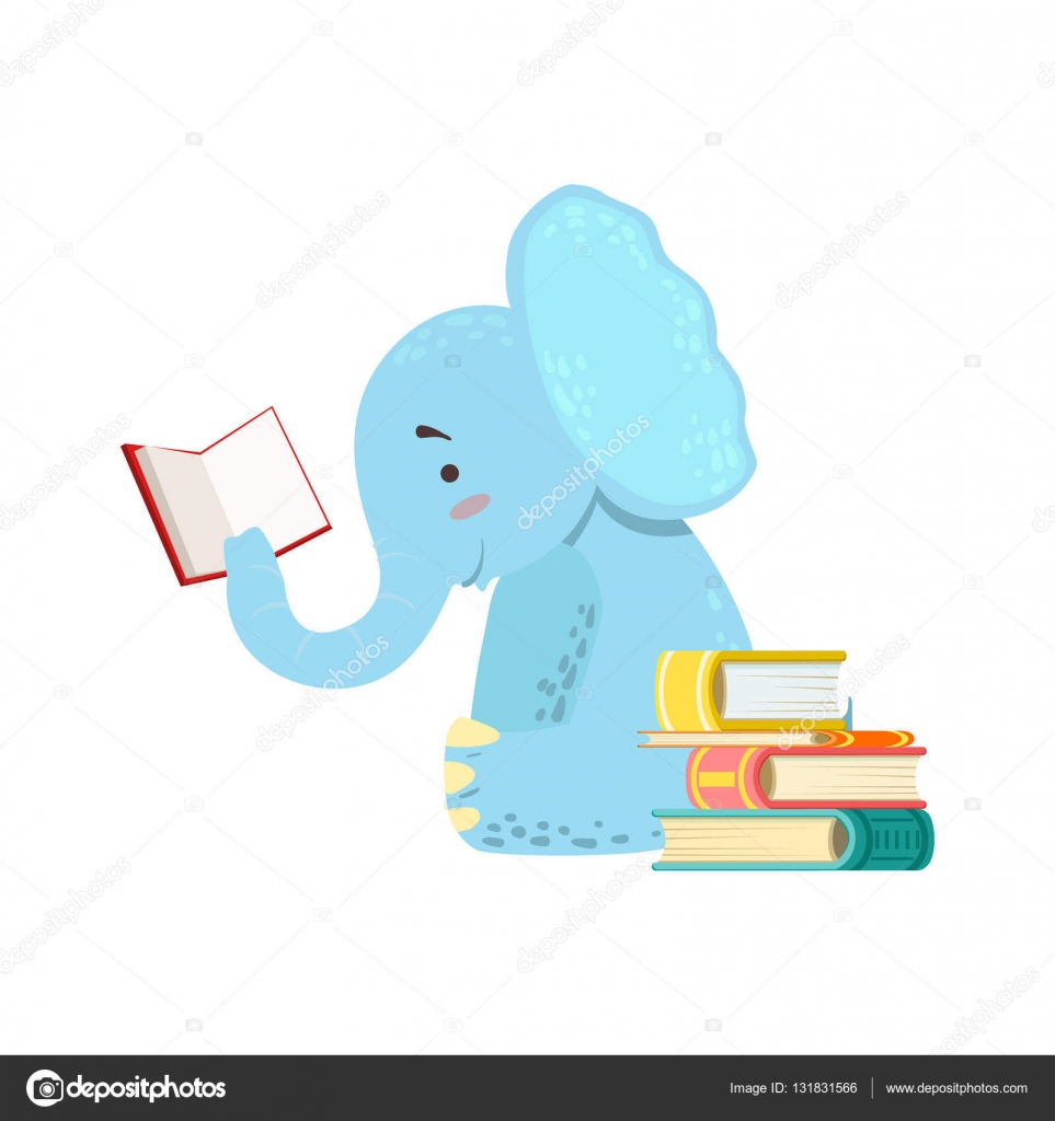 象の本を読んで本の虫動物園文字を笑って漫画イラスト部図書館の蔵書の