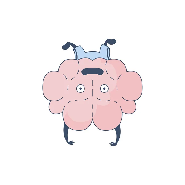 Cérebro Fazendo um Cabeça Personagem em Quadrinhos Representando Intelecto e Atividades Intelectuais da Mente Humana Desenhos Animados Ilustração vetorial plana —  Vetores de Stock