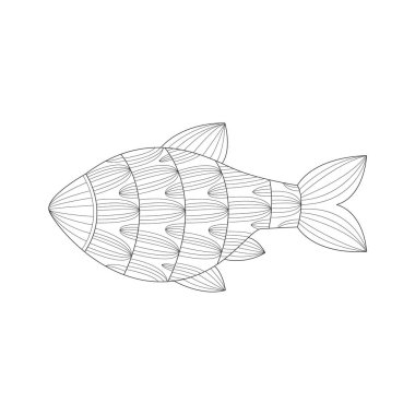 Akvaryum tropikal balık deniz sualtı doğa yetişkin siyah ve beyaz Zentangle Kitap Illustration boyama