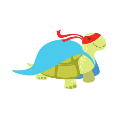 Kara kaplumbağa hayvan ile bir süper kahraman gibi giyinmiş Cape çizgi maskeli Vigilante karakter