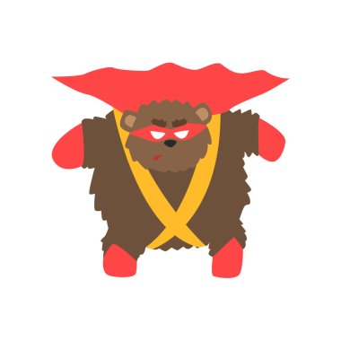 Boz ayı hayvan kılığında süper kahraman a olarak Cape çizgi maskeli Vigilante geometrik karakter