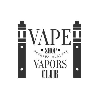 Vape Dükkanı Premium Kalite Vapers Club tek renkli pul vektör tasarım şablonu duman A yer