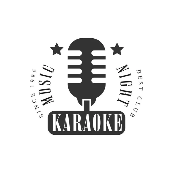 Vintage Microphone Karaoke Premium Quality Bar Club Monochrome Promotion Retro Sign Vector Design Template — Stock Vector