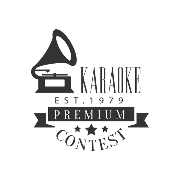 Singing Contest Karaoke Premium Quality Bar Club Monochrome Promotion Retro Sign Vector Design Template — Stock Vector