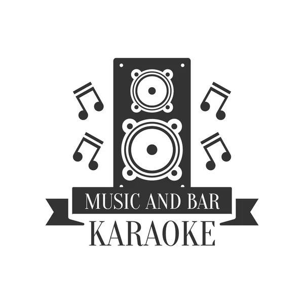 Stage Speaker And Music Notes Karaoke Premium Quality Bar Club Monochrome Promotion Retro Sign Vector Design Template — Stock Vector